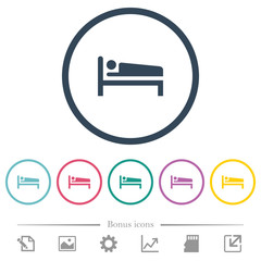 Obraz premium Sleeping man flat color icons in round outlines