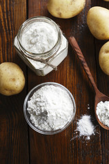 Potato starch in a glass bowl