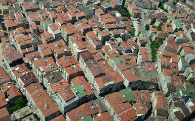  Levent District in istanbul. View to the red roofs from the top