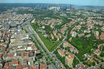 Istanbul City view from largest skyscraper Sapphire Tower, Turkey. Top view