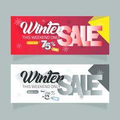 red and white winter sale banner
