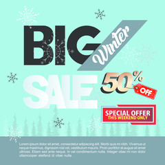 winter sale with green background