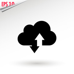 Download cloud icon, vector download illustration, cloud computing.