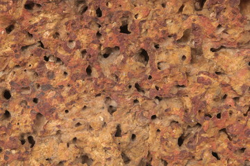 orange or red color antique old brick wall . porous textured and rough pattern . historic stone background , hd picture