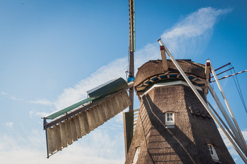Old dutch windmill closeup, standing in Kropswolde. from 1866