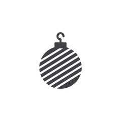 Striped Christmas ball vector icon. filled flat sign for mobile concept and web design. xmas bauble decoration simple solid icon. Symbol, logo illustration. Pixel perfect vector graphics