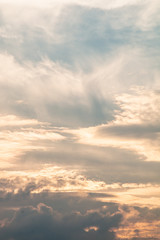 blue and gold sky background with white cloudy , twilight in the evening .