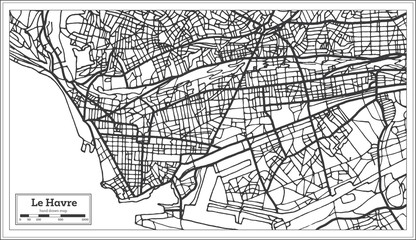 Le Havre France City Map in Retro Style. Outline Map.