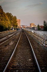 Fototapeta na wymiar Train approaching on the rail