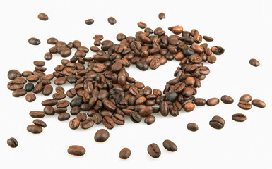 Coffee beans isolated on white background