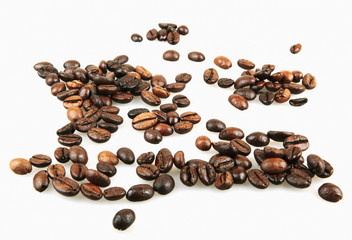Coffee beans isolated on white background