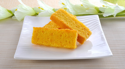 Cake Rusk, Crunchy, crispy dry cake biscuit, also known as cake toast.  