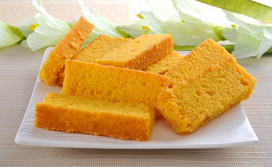 Cake Rusk, Crunchy, crispy dry cake biscuit, also known as cake toast.  