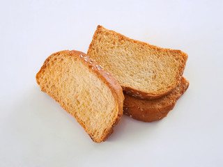 Tea Rusk, Crunchy, crispy dry biscuit, a famous breakfast snack. It is also known as twice-baked bread.