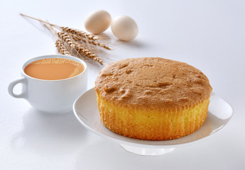 Plain sponge Cake, A  firm yet well-aerated sponge structure made with flour, baking soda, sugar, butter and eggs