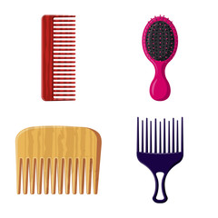 Vector illustration of brush and hair sign. Collection of brush and hairbrush vector icon for stock.
