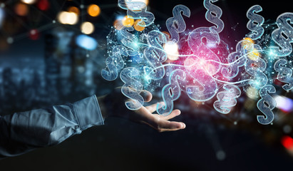 Businessman using 3D rendering digital paragraph law symbol