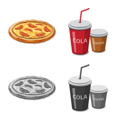 Isolated object of pizza and food symbol. Set of pizza and italy stock symbol for web.