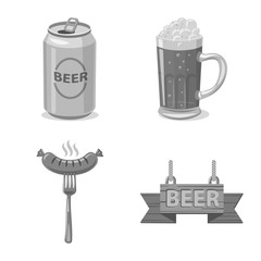 Vector illustration of pub and bar sign. Set of pub and interior vector icon for stock.