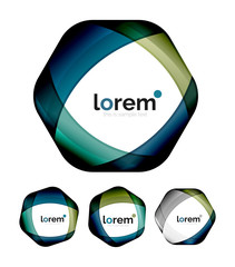 Set of geometric shape convergence logo design templates