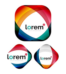 Set of geometric shape convergence logo design templates