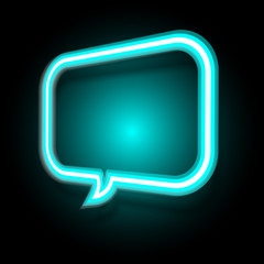 Neon speech bubble on dark background