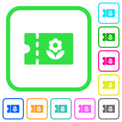 Fototapeta premium Flower shop discount coupon vivid colored flat icons