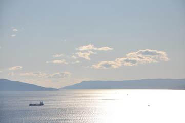 landscape with mountains and sea