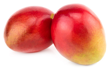 Two mangoes isolated on white background Clipping Path