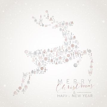 Christmas Reindeer with geometric elements