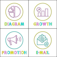 Digital Round Linear Icons Templates for Web Site