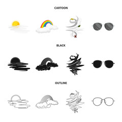 Naklejka premium Isolated object of weather and climate sign. Collection of weather and cloud stock vector illustration.