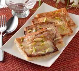 Shahi tukrey, A delicious and yummy bread pudding dipped in condensed cold milk for a mouth melting taste