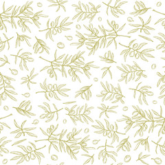 Vector illustration. Olive oil and olives objects set. Element of seamless pattern.