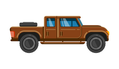 Fototapeta na wymiar Brown pick-up truck. Vehicle pickup car family transportaton offroad wheel speed