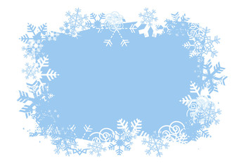 Snowflakes grunge  Background. 
Decorative grunge Frame of snowflakes on the blue background. Vector available. 