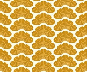 asian seamless pattern with stylized pine trees ivory gold