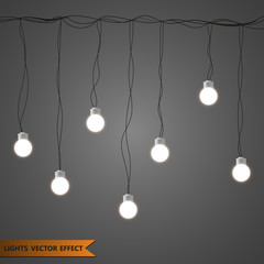 Christmas lights isolated on transparent background. Vector illustration