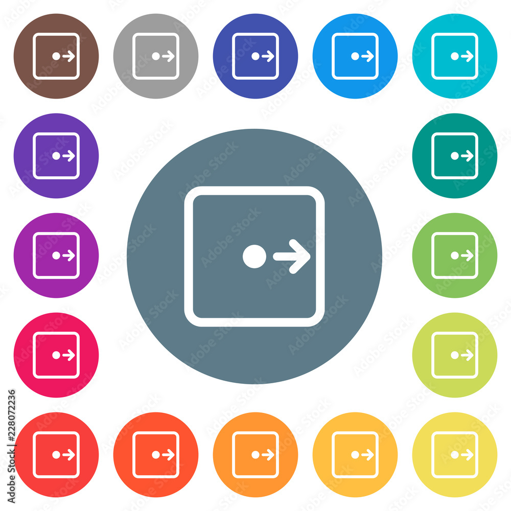 Aufkleber move object right flat white icons on round color backgrounds
