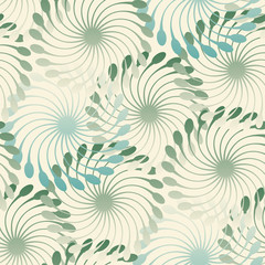 stylized flowers field in soft ivory green shades