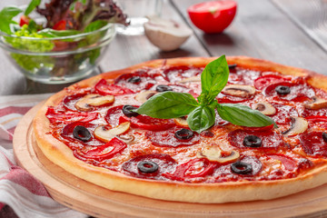 Hot Homemade Pepperoni Pizza