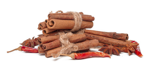 Cinnamon sticks isolated on white background