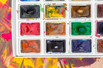 Set of watercolor paints