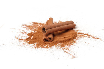 Cinnamon sticks isolated on white background