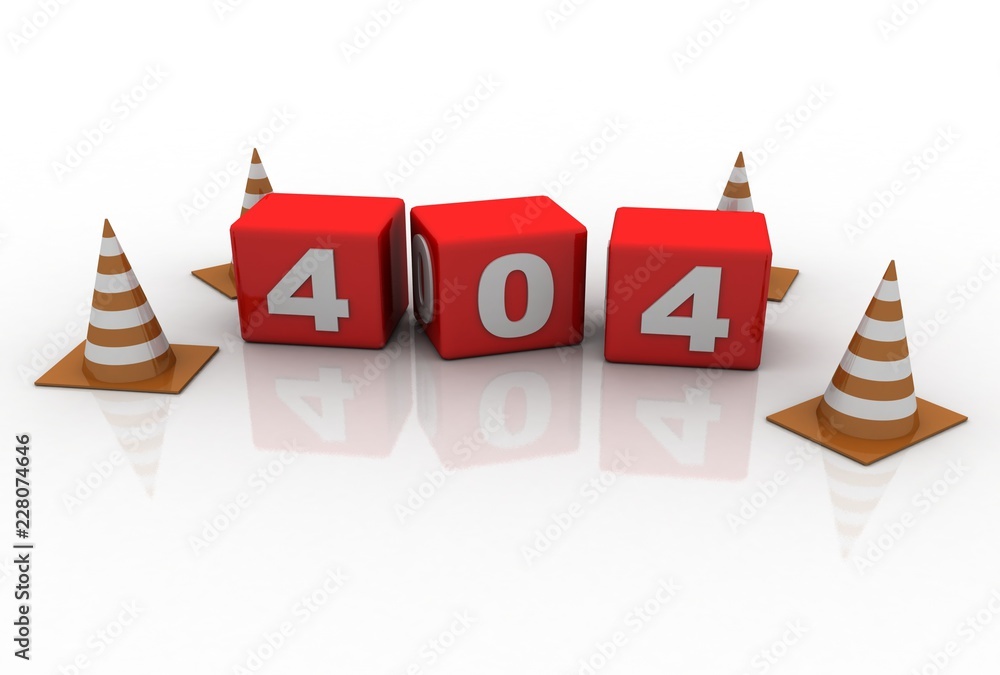 Poster 3d rendering 404 concept