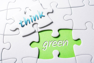 The Words Think And Green In Missing Piece Jigsaw Puzzle