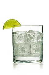 Drink with Ice Cubes and Lime