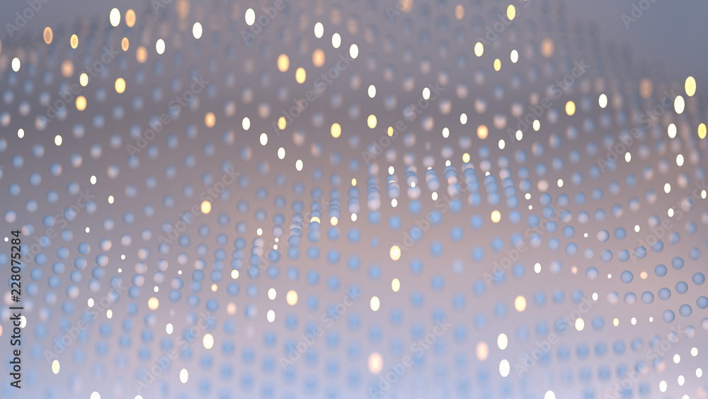 Poster surface grid form of particles 3d render illustration