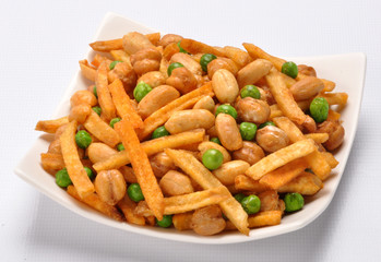 Special Mix nimco, a mixture of crispy & healthy peanut, chickpea, peas and potato sticks coated in spicy and yummy flavor.