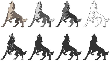 Obraz premium wycie wilka - stylizowany obraz do Twojego projektu. Ilustracja wektorowa, pojedyncze obiekty.